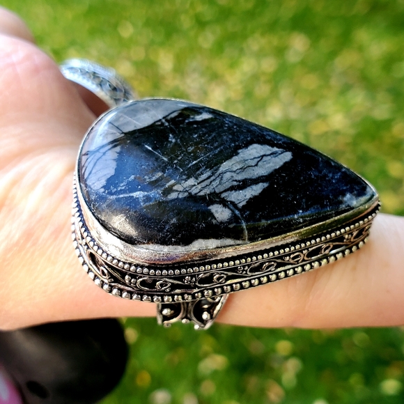 New Oversized Picasso Jasper 925 Silver Statement Ring. - Picture 4 of 16
